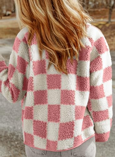 Jackets For Women Causal Sherpa Fall Jacket Loose Button Down Plaid Winter Coats