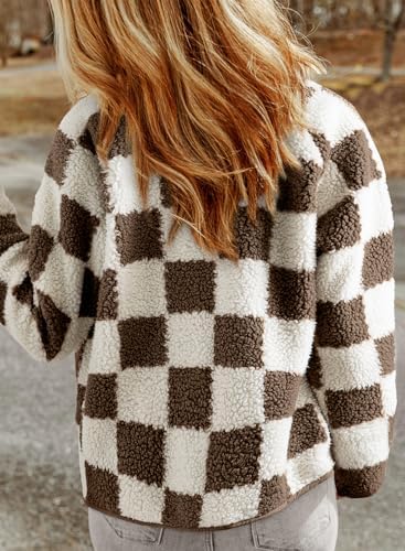 Jackets For Women Causal Sherpa Fall Jacket Loose Button Down Plaid Winter Coats