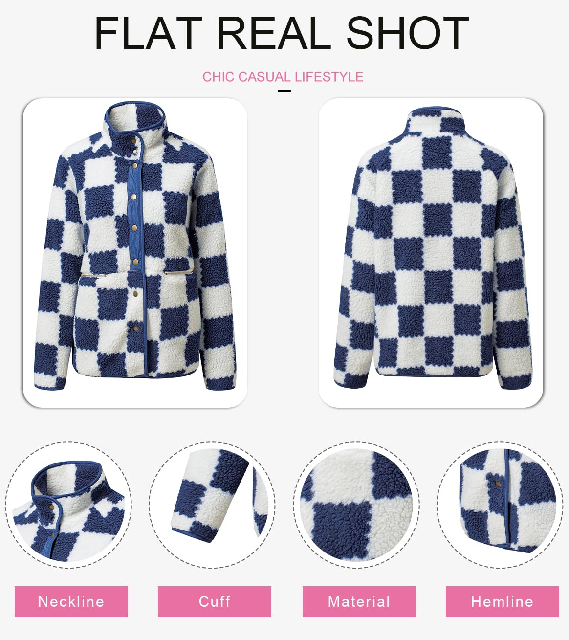 Jackets For Women Causal Sherpa Fall Jacket Loose Button Down Plaid Winter Coats