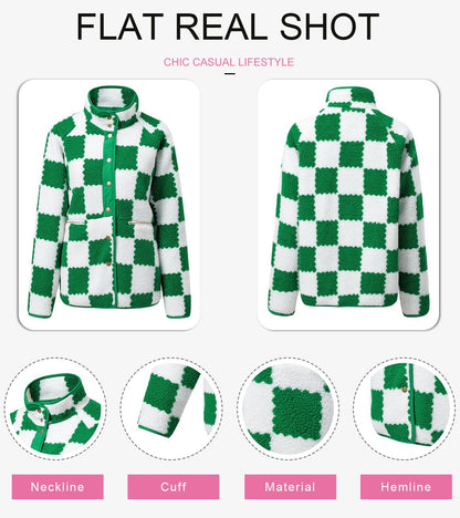 Jackets For Women Causal Sherpa Fall Jacket Loose Button Down Plaid Winter Coats