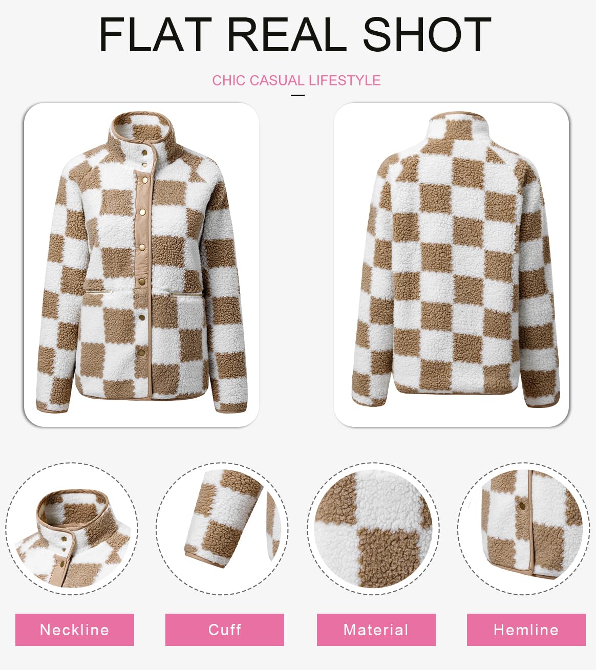 Jackets For Women Causal Sherpa Fall Jacket Loose Button Down Plaid Winter Coats