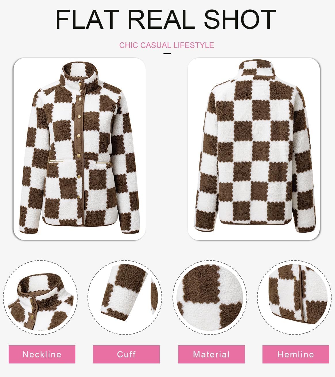 Jackets For Women Causal Sherpa Fall Jacket Loose Button Down Plaid Winter Coats