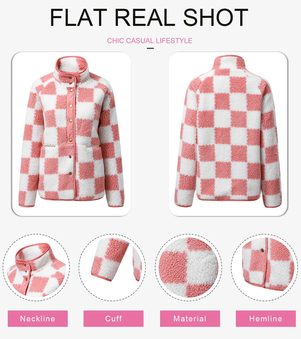 Jackets For Women Causal Sherpa Fall Jacket Loose Button Down Plaid Winter Coats