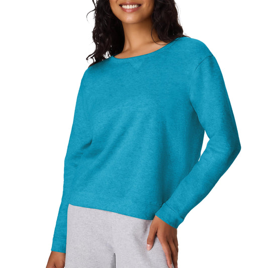 Hanes womens Crewneck Sweatshirt, Ecosmart Fleece Pullover With V-notch, Sweatshirt for Women