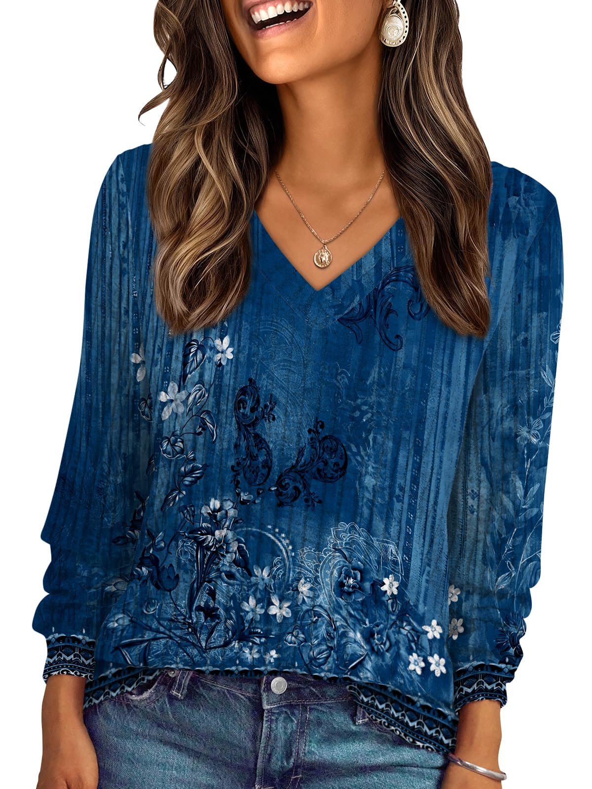 AUTOMET Womens V Neck Long Sleeve Shirt Fall Fashion Tops Tunic Dressy Casual Sweater Clothes Cute Trendy Work Outfits 2026