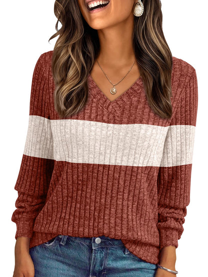 AUTOMET Womens V Neck Long Sleeve Shirt Fall Fashion Tops Tunic Dressy Casual Sweater Clothes Cute Trendy Work Outfits 2026